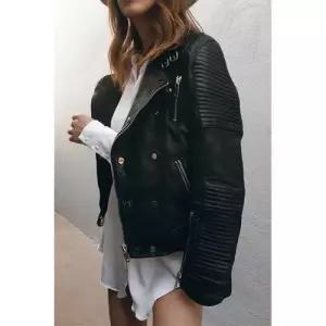 빛채운 가을 여자 라이더 클래식 헨리 가죽 슬림 무스탕 숏코트 OPH3