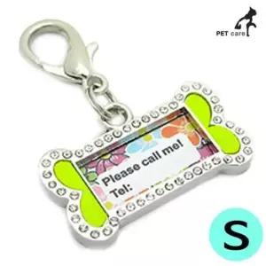 [반려] S 큐빅 강아지 이름표 인식표 뼈다귀문양