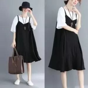 S65520 뷔스띠에스타일 반팔원피스 티셔츠 프릴 루즈