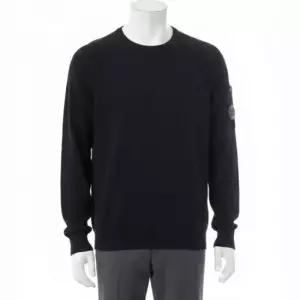 MUST IT_ 26SS 코튼 나일론 크루넥 렌즈 니트 스웨터 블랙 20CMKN106A