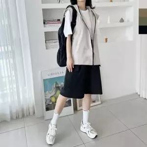 여자 오버핏 바람막이 후드 조끼 카고 반바지 스포츠 캐주얼