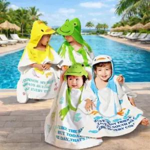 키즈 샤워가운 비치타월 목욕 판초형 초등 샤워가운 휴대용 고중량 프리미엄