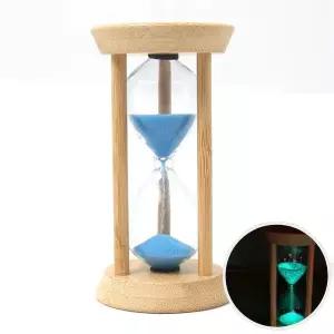 형광 1분 원목 모래시계 강화 글라스 어린이집 학교 교육용