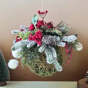 크리스마스 폼폼이 공 장식 1P 벽장식 파티룸 소품 크리스마스조화