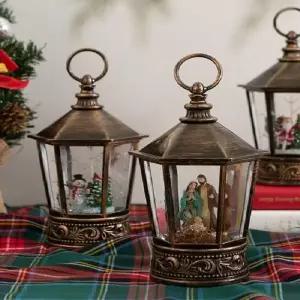 bns 20116 크리스마스 육각 랜턴 워터볼 오르골 3type