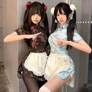 뉴메이드치파오 코레 섹시 망사 란제리 이지 섹시슬립