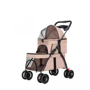 접이식 개모차 2단 캐리어 강아지 폴딩 유모차 반려견 고양이 분리 산책 카트 프라이빗