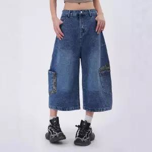 EAMT 여자 일자핏 청바지 멀티포켓 날씬해보이는 커브드 일자 7부 바지 EUNG1