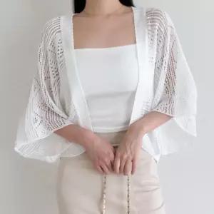 여성 여자 여름 볼레로 반팔 미니 니트 숏 가디건 2color