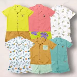 캐릭터 홈웨어 파자마 세트 스폰지밥 뚱이 반팔 상하복