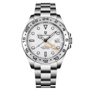 [미국배송] 남성용 파가니 디자인 시계 자동 기계 GMT 42MM 스테인리스 스틸 사파이어 크리스탈 방수 야광 스포츠 손목시계