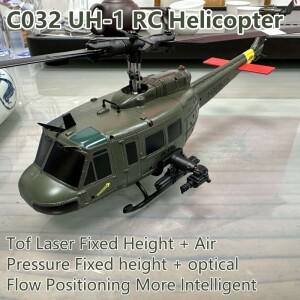 C032 UH-1 브러시리스 RTF RC 헬리콥터 6 축 자이로 스코프 원 클릭 3D 플립 광학 흐름 포지셔닝 모델 취미
