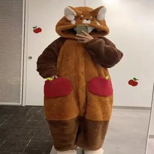 두꺼운 겨울 동물잠옷 따뜻한 파자마 편안한 커플잠옷