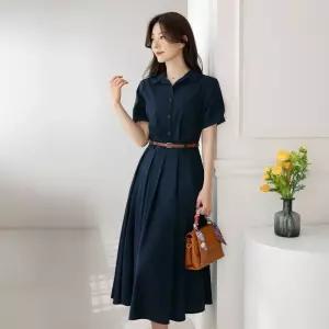 ~XXL까지 다모에 셔츠 퍼프소매 핀턱 플리츠 벨트 원피스 여름 하객룩 오피스룩 모임 미시 빅사이즈1243687