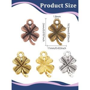 80개 5가지 색상 합금 펜던트 클로버 참 귀엽고 세련된 미니 소형 소형 잎사귀 DIY 쥬얼리 제작 지퍼 장식