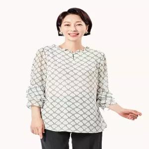 [마담엘레강스][마담엘레강스] 하트 체인 소매 삼단 프릴 쉬폰 블라우스 K231BL09