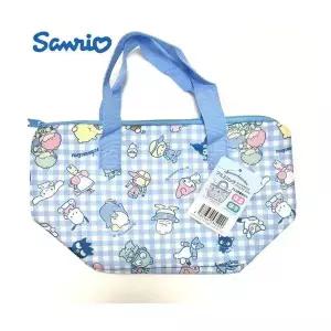 산리오 캐릭터즈 블루 체크 보온·보냉 런치백 도시락가방