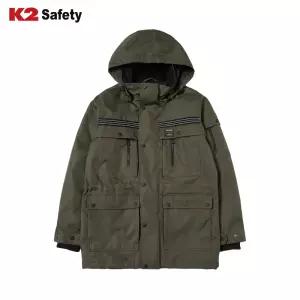 [케이투세이프티] 편한워크웨어 JK-F2105 (카키) 후드탈부착 패딩 동계점퍼