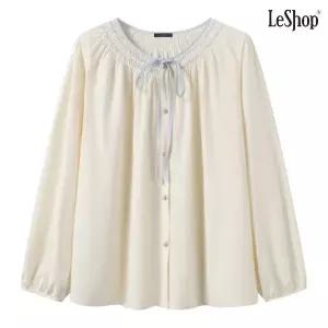 [르샵]리본 스트랩 셔링 긴팔 블라우스 (DQ1BA020A)