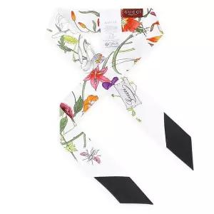 [구찌] 여성 플라워 프린팅 실크 스카프(화이트/블랙) 825121 3G001 9060