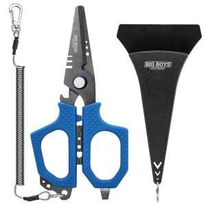 빅보이즈 아웃도어 낚시 가위 톱니 모양의 날과 블루 그립 u2013 다기능 절단 라인 압착 가공 스케일링 태클용