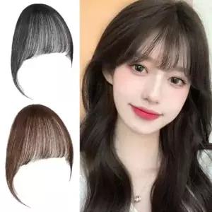 인모피스 여성 앞머리 인모 부분 가발 빗살핀 사이드뱅 피스 1P