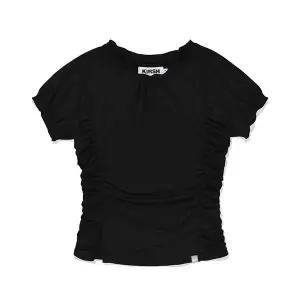 키르시 KIRSH 셔링 슬림핏 티셔츠 블랙 J42C2KRS24BKA