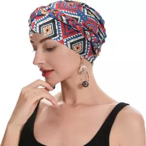 여성용 ZLYC 케모 헤드웨어 프리 타이 터번 경량 비니 모자
