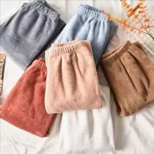 수면 극세사 바지 수면 따뜻한 바지 부드러운 겨울 이지웨어 잠옷