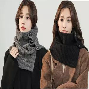 여자 겨울 니트 넥워머 단추 버튼 머플러 보온 목도리 GSP9+1Qht
