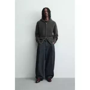 ZARA 후드 니트 재킷 - 콜 그레이