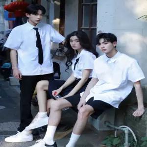 대만교복 일본 교복 상견니 하이틴 반팔 학생복 졸업사진 미니 셔츠 스쿨룩 빅사이즈 유니폼