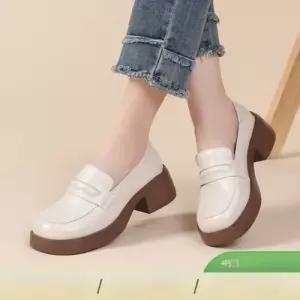 여성용 캐주얼 로퍼 가죽 구두 봄가을 빅사이즈 쿠션 창 통굽 단화 패피3