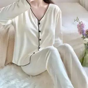 면 투피스 포함 커플잠옷세트 엠보 긴팔 봄가을 패드 잠옷 대방 ible3