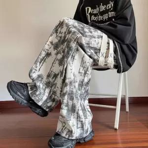 팬츠 바지 남성 가을 캐주얼 루즈핏 일자 스타일 더티 나염 코듀로이 린넨 헤비핏 면바지 admr3