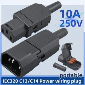 플립 커버 전원 플러그 터미널 압착 케이블  암수 분리형 와이어링 어셈블리 커넥터  IEC320 10A250V C13 C