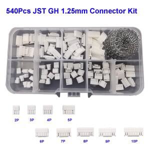 540피스 상자 JST GH 1.25mm 커넥터 키트 2/3/4/5/6/7/8/9/10 핀 하우징 암 플러그 압착 단자