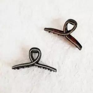 [반려] HA768Tp 크리스탈 블랙 반묶음 시후주얼리 브라운 집게핀 꼬임라인