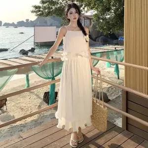 여성 허리 셔링 나시 맥시 롱원피스 리조트 패션