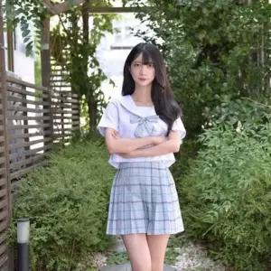 일본교복 반팔 체크 하늘 세라복 세트 교복몰 바람부