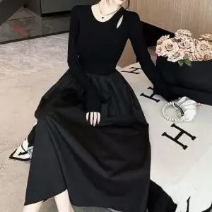 편한 A라인 원피스 2중 펀칭 페이크