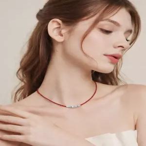 [루즈루나]엘로이 블랙 스피넬 비즈 크리스탈 원석 레드 행운 목걸이 E73