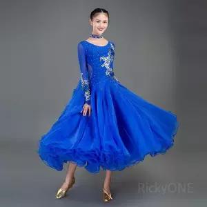 스포츠의상 스포츠무용복장 치마 왈츠 파티 경연 그린 드레스 무용복 볼룸