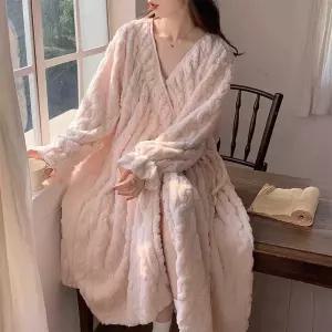 임산부수면잠옷 임산부겨울잠옷 로브 가운 원피스 베이지 160 M 샤워 7154 극세사 홈웨어