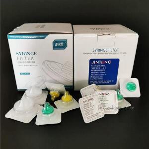 50 개 세트 13/25/33mm 나일론/PES/PTFE 일회용 멸균 주사기 필터 조리개 0.22um/0.45um 멤브레인 니들