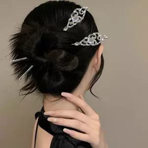 메탈 큐빅 비녀핀 뒤꽃이 올림머리비녀 달 별 헤어코사지 한복