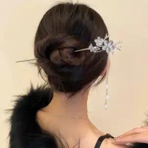 진주 나비 메탈 비녀핀 뒤꽃이 올림머리비녀 헤어코사지 한복