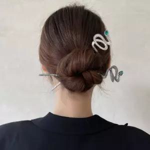 메탈 스네이크 비녀핀 뒤꽃이 올림머리비녀 헤어코사지 한복
