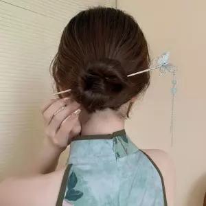 민트 나비 메탈 비녀핀 뒤꽃이 올림머리비녀 헤어코사지 한복