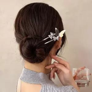 11자 메탈 버터플라이 나비 비녀핀 뒤꽃이 올림머리비녀 헤어코사지